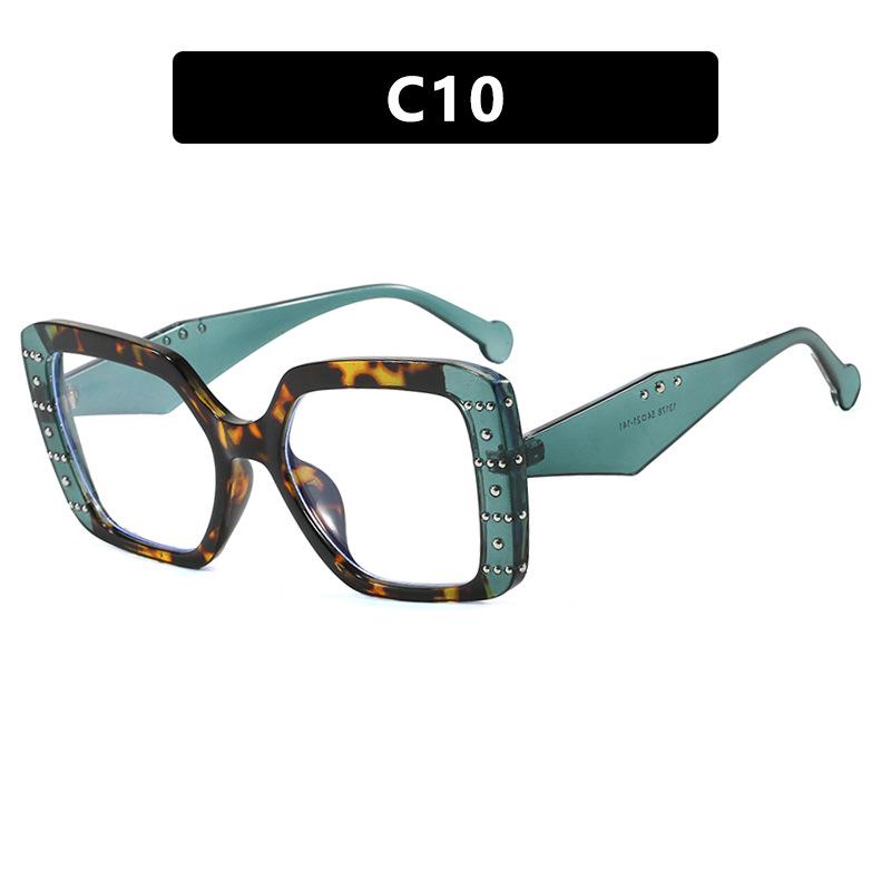 2025 Retro Matte Rivet Anti-Blue Light Glasses Frame for Women - High-End Color Block Design