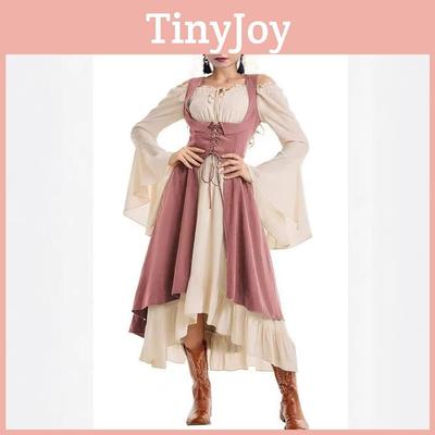 Европейское средневековое сценическое платье в стиле барокко из полиэстеровой ткани с вставками для театральных представлений