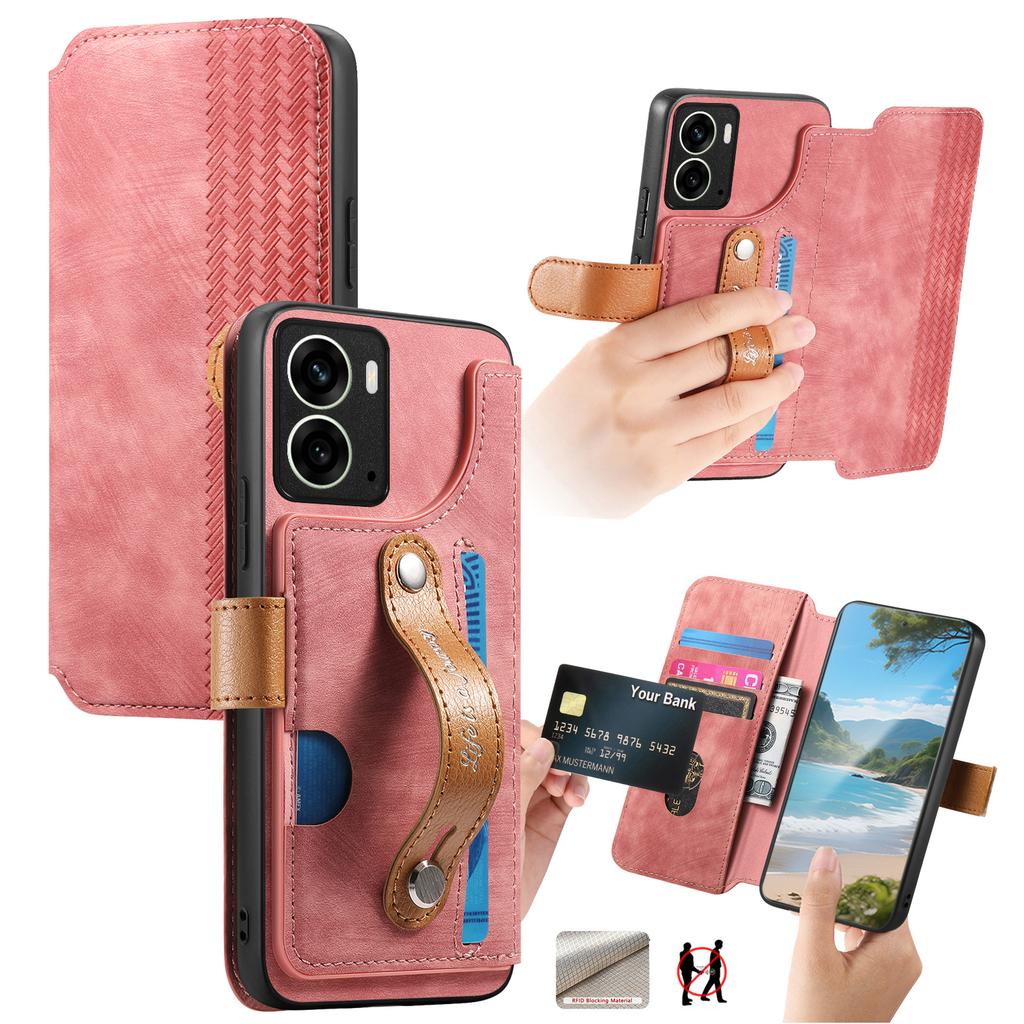 Для Realme 14 5G Чехол-кошелек Ретро кожаный чехол для телефона с ремешком на запястье и подставкой