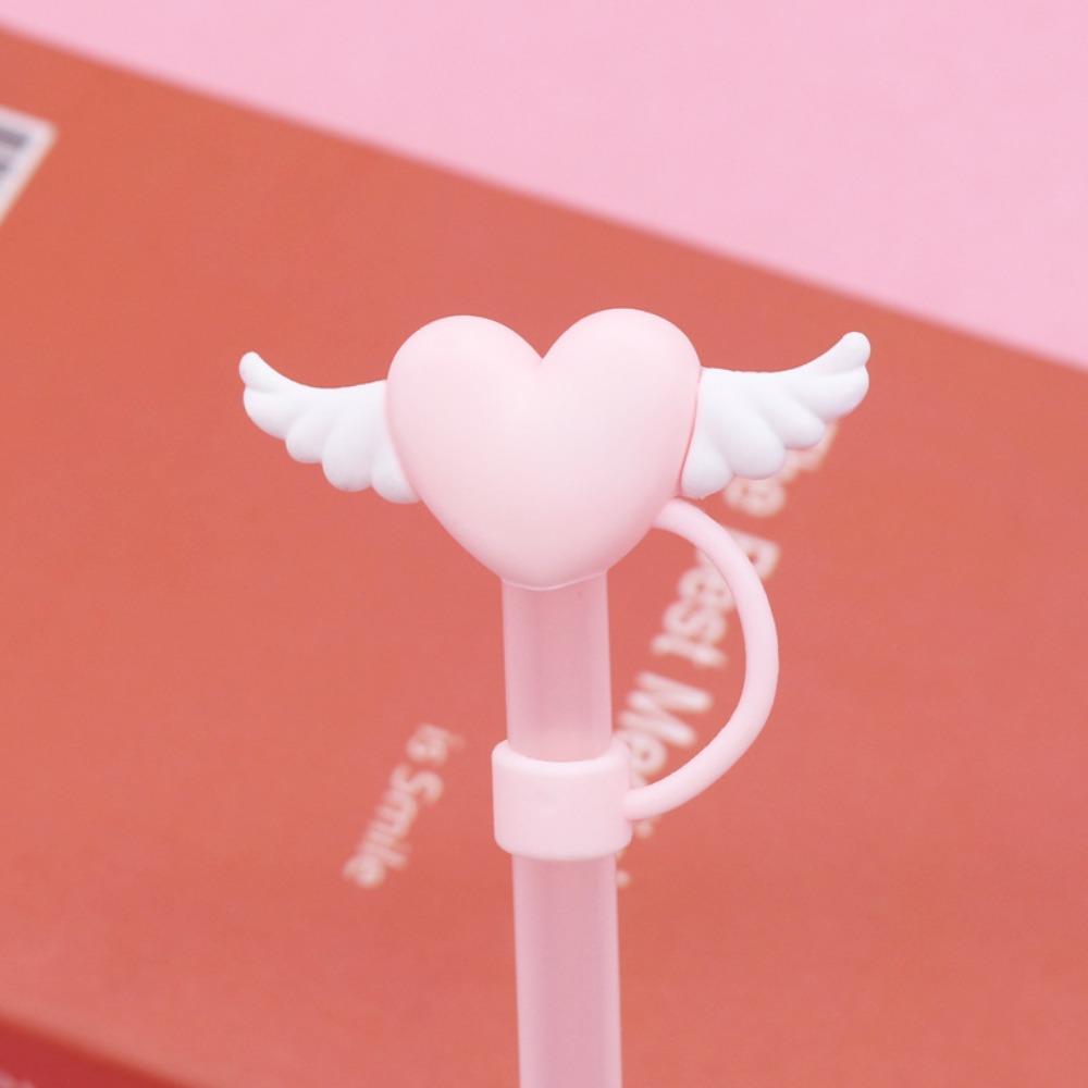 3D Heart-shaped Drinking Straw Dust Cap 10mm Straw Tips Cover Silicone Straw Plug Cup Accessories