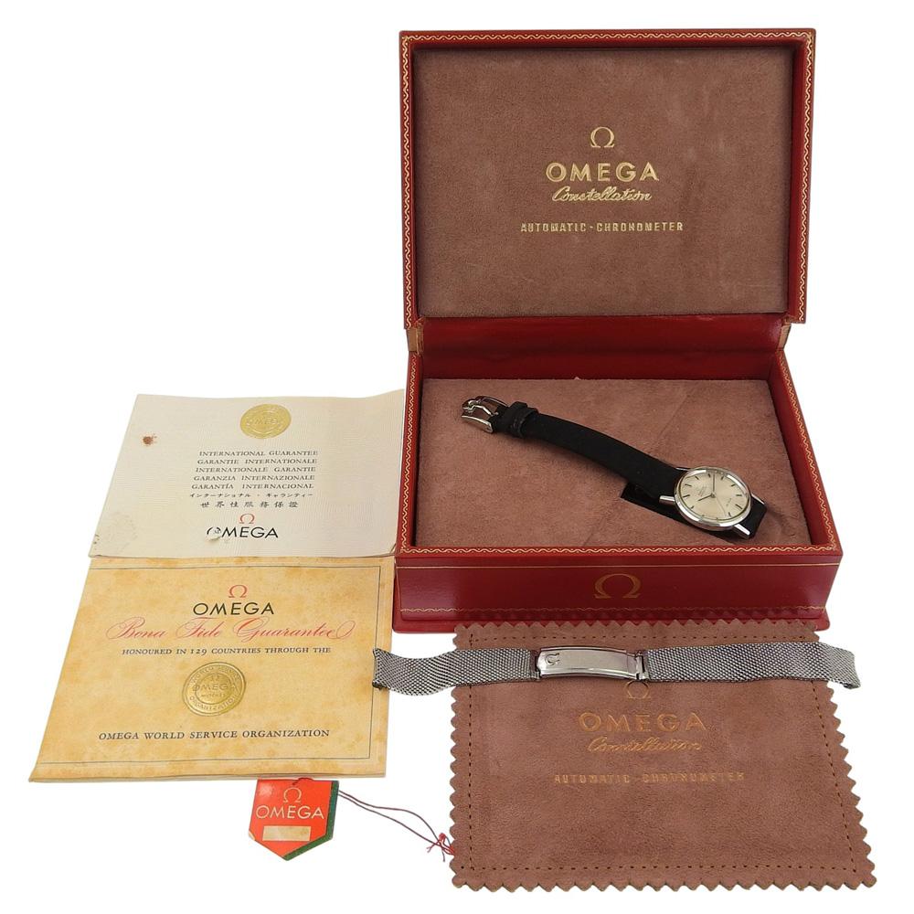 Omega Часы De Ville 565.005 De Ville Серебряный СеребристыйЦиферблат Нержавеющая сталь/кожа Механические Автоматические Аналоговый дисплей Женские Б/у