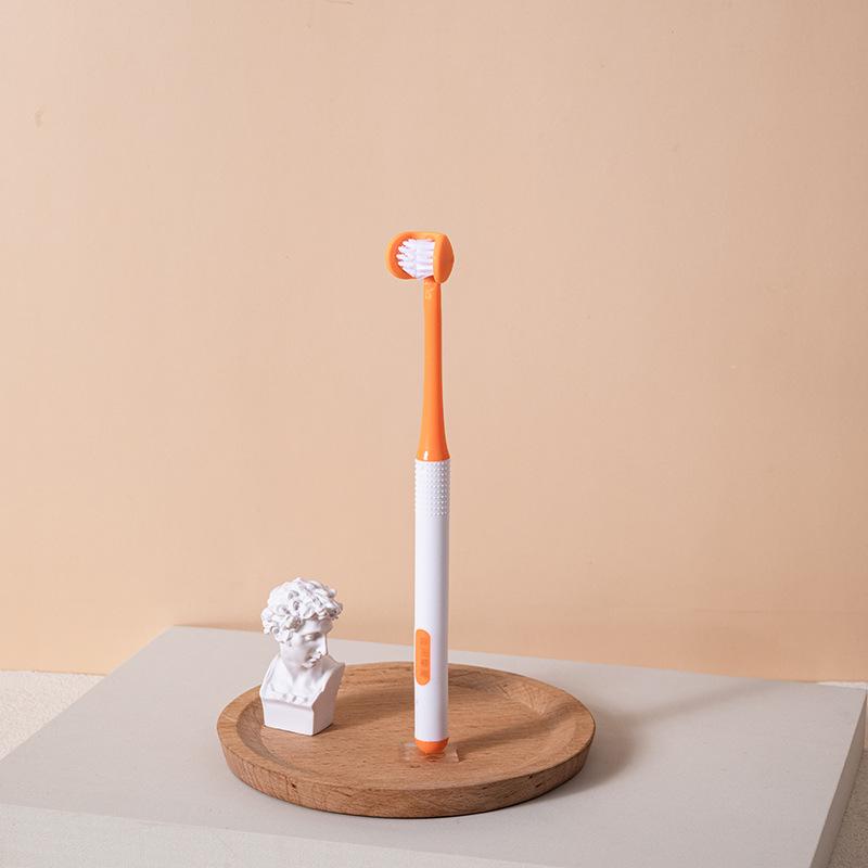 3D Stereo Three-Sided Toothbrush PBT Ultra Fine Soft Hair Adult Toothbrushes Tongue Scraper Deep Cleaning Oral Care Teeth Brush