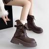 Мода 2025 Осень Мода Ретро Удобные Женские Ботинки Британский Стиль Уличные Ботильоны Новые Дизайнерские Ботинки на Платформе Кожаные Ботинки Женские