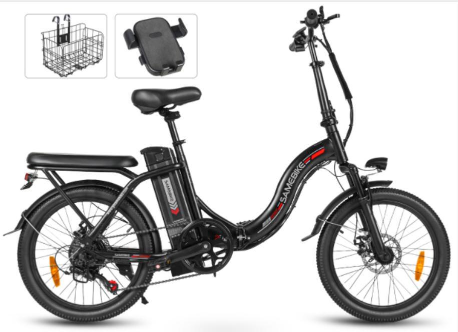Samebike 2026 model CY20 Folding Electric Bicycle 36V 12Ah Removable Battery 20" Outdoor Fat E-bike for Adults.