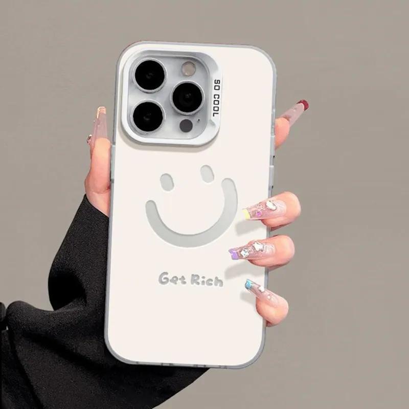 For Samsung A35 A55 5G Case Simple Smile Face Laser Phone Cover For Galaxy A S23 S24 Ultra A34 A15 A53 A52 A13 S22 S21 FE Funda