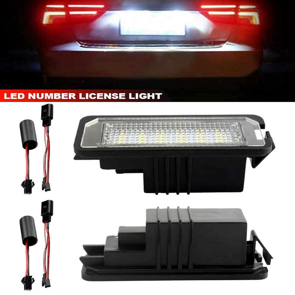 For VW Passat B6 CC Eos Golf 4 5 6 7 MK7 Polo Superb Seat Leon Altea 1/2PCS Car Rear LED License Number Plate Light Lamp CANbus License Plate Lights