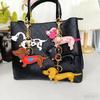 Dachshund Dog Keychain Fashion Pu Leather Dog Keychains For Women Bag Pendant Jewelry