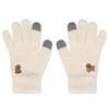SNOOZY Poodle Embroidered Wool Knit Gloves Ivory
