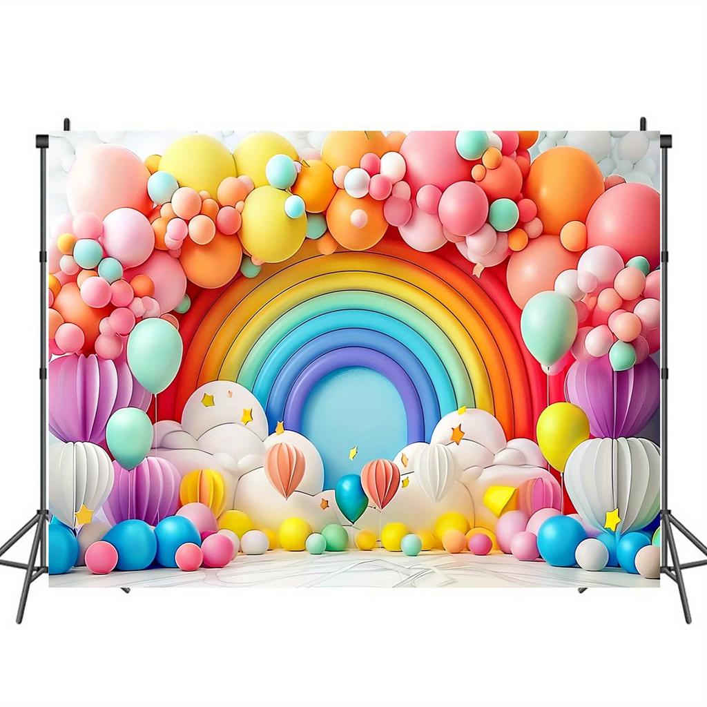 Rainbow arch with Venus balloon background for party decorations and celebrations - no power needed polyester material