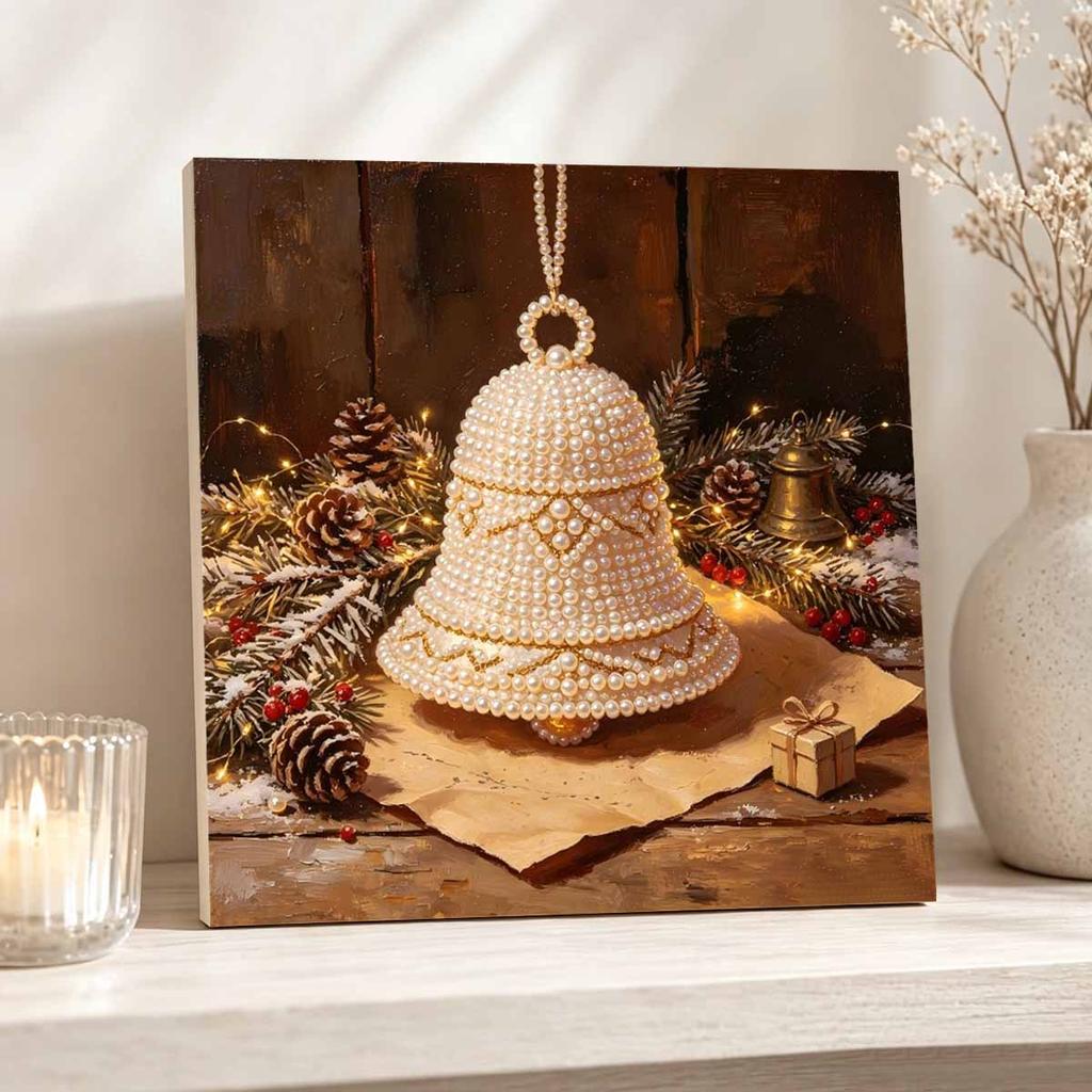 Набор для DIY-живописи жемчугом в мини-рамке, бусины, рождественский колокольчик, холст, декор для дома, картина