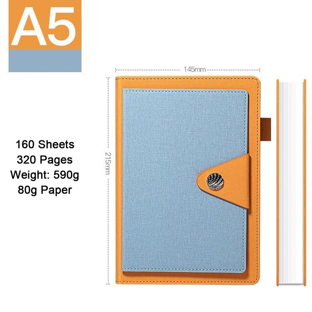 Тетрадь для деловых бумаг формата А5 из плотной ткани, ученическая тетрадь, журнал для записей рабочих совещаний, ежедневник на пряжке, внутренние страницы в линейку, 160 листов, 320 страниц