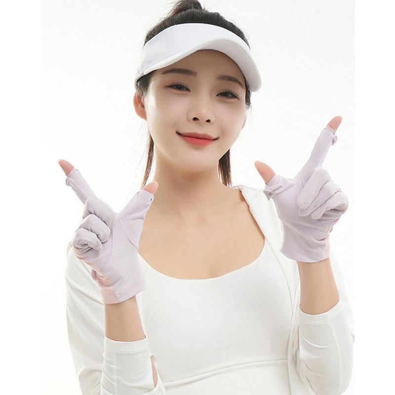 Летние перчатки с защитой от ультрафиолета, тонкие шелковые перчатки из льда, быстросохнущие солнцезащитные перчатки, прохладные, для вождения, езды на велосипеде, противоскользящие перчатки UPF50+ для женщин