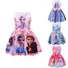 Мультяшное платье для девочки Эльзы из мультфильма «Холодное сердце» из смесовой хлопковой ткани для летних игр