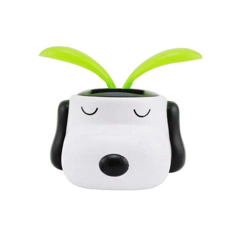 Solar-Powered Cartoon Dog Car Ornament - Cute Shaking Head Decoration