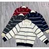College Style Striped Contrasting Color Pullover Sweater Women's Autumn and Winter New Half-zipper Polo Lapel Knitted Sweater