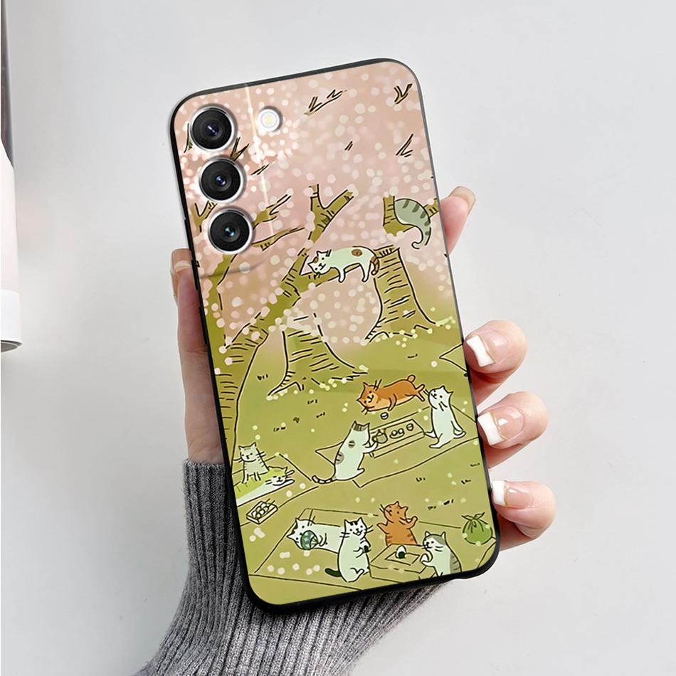 For Samsung Galaxy S22 S 22 Plus S22 Ultra S22+ Case Soft Slim Cute Bear Cartoon Frog Candy Painted Back Cover Funda Bumper Bags