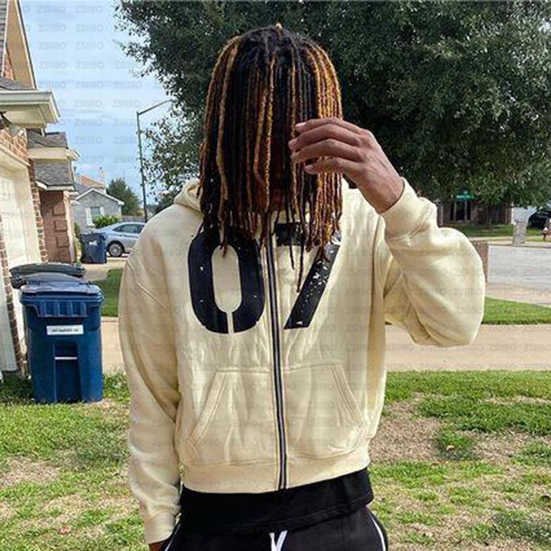 Европейский и американский модный кардиган с капюшоном: Свитшот в уличном хип-хоп стиле с цифровым принтом 07