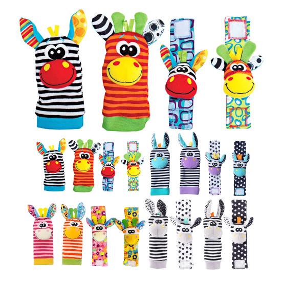 Детские погремушки, носки, игрушки на запястье, высококонтрастные детские игрушки, черно-белые детские игрушки, развивающие мозг, детские игрушки, подарки на вечеринку для новорожденных мальчиков и девочек