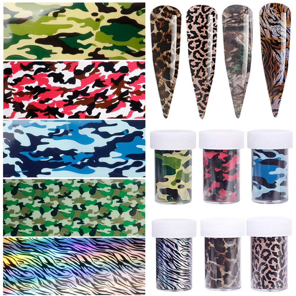 Laser Leopard Starry Sky Stickers Nail Art Decorations Manicure Decals Nail Transfer Foils