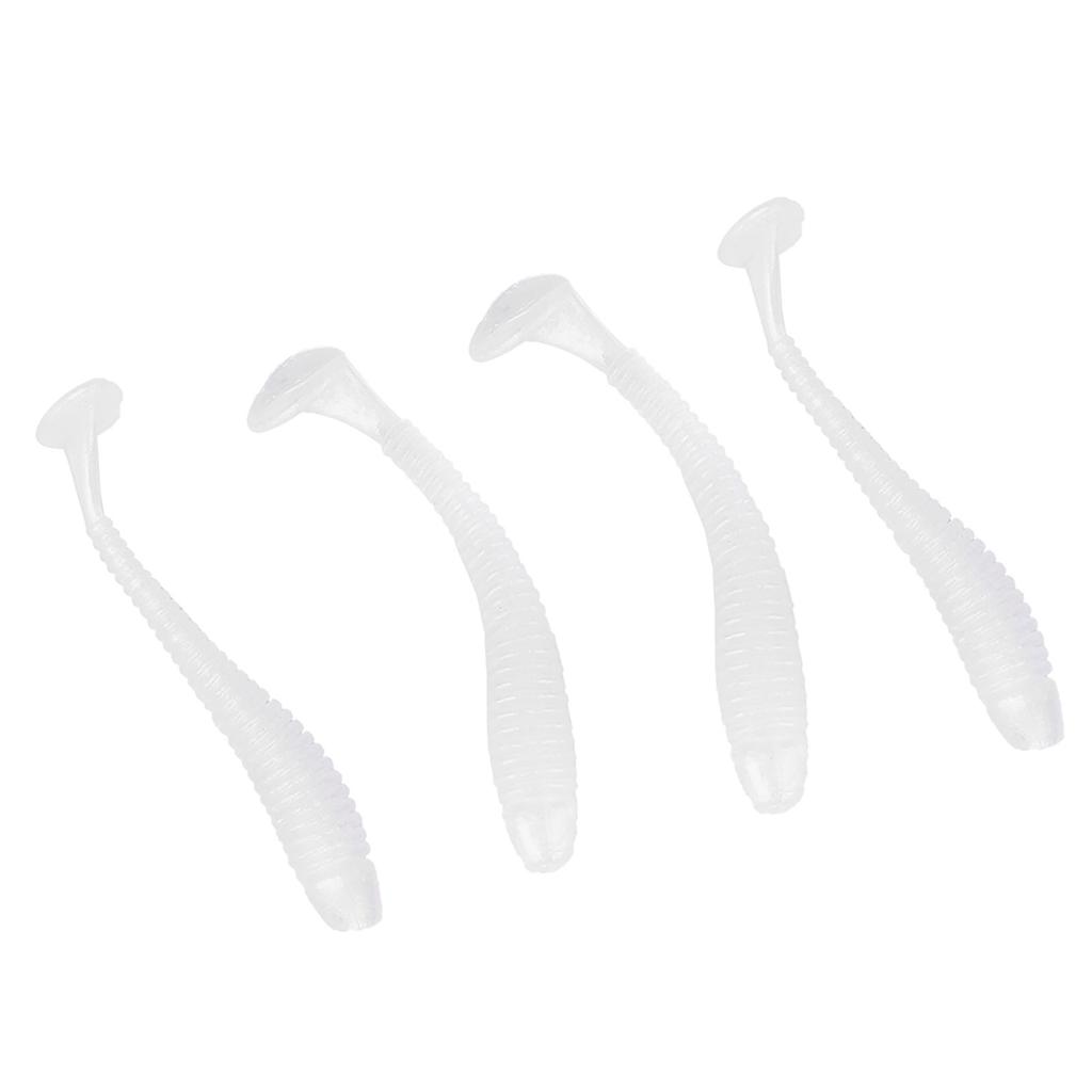 50 шт. 5 см мягкие пластиковые рыболовные приманки с Т-образным хвостом, червячные приманки, рыболовные снасти, аксессуары жемчужно-белого цвета