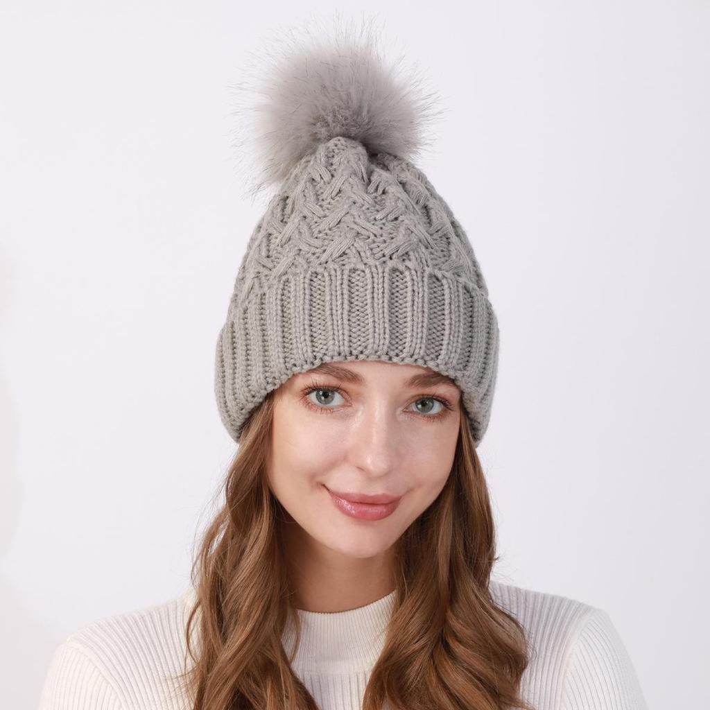 Женская плюшевая утолщенная шерстяная шапка, осенне-зимняя уличная морозостойкая теплая вязаная шапка