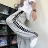 Свободные быстросохнущие брюки мужские летние тонкие американский модный бренд широкие трехполосные брюки-карго мужские спортивные повседневные брюки