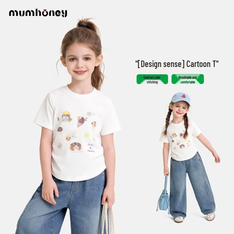 Стильная тонкая летняя футболка для девочек Hei Ni Mu Mu