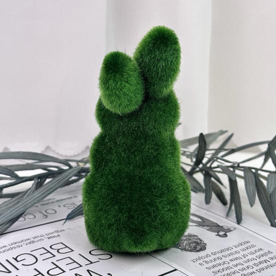 Artificial Moss Easter Bunny Ornament Realistic Flocking Green Rabbit Faux Greenery Home Office Holiday Party Spring Decoration Ornament