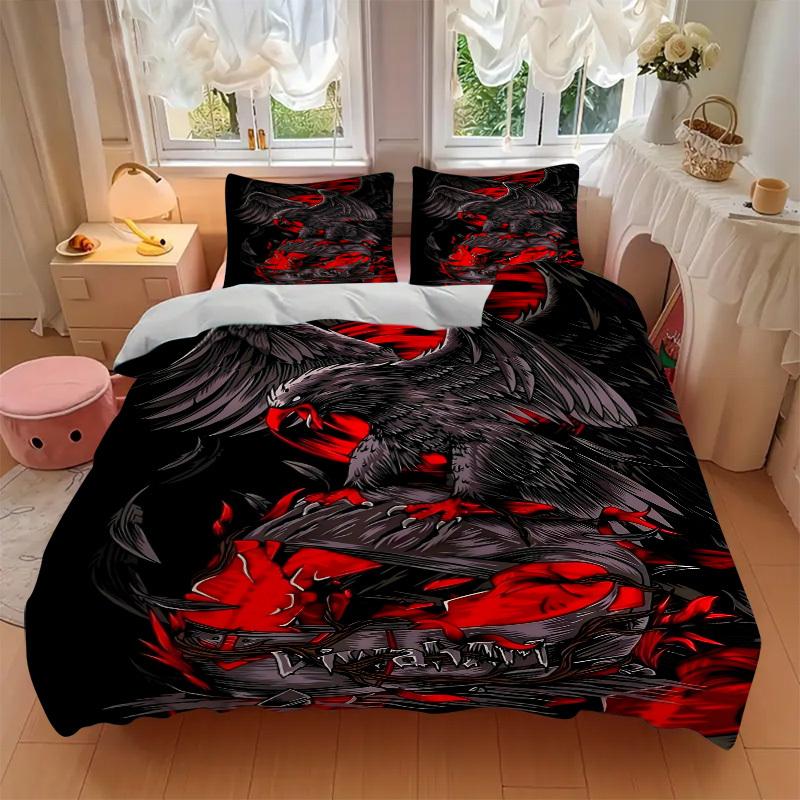 3pcs Raven Cover Set, 1 Cover + 2 Pillowcases (No Insert), Bedding for All Seasons, Bedding,Bedroom Decor yy250922089