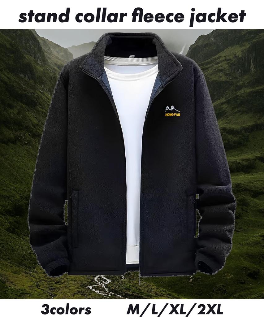 Fleece Cold Stand For Fleece Everyday Room Work Work Long Street Sports Student Casual Black [Blank Blanc] Jacket, Blouson, Outerwear, Protection,