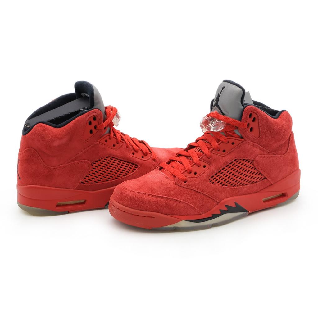 136027-602 Nike Air Jordan 5 High Retro Университетский Красный Замша Серебристый (Мужской)