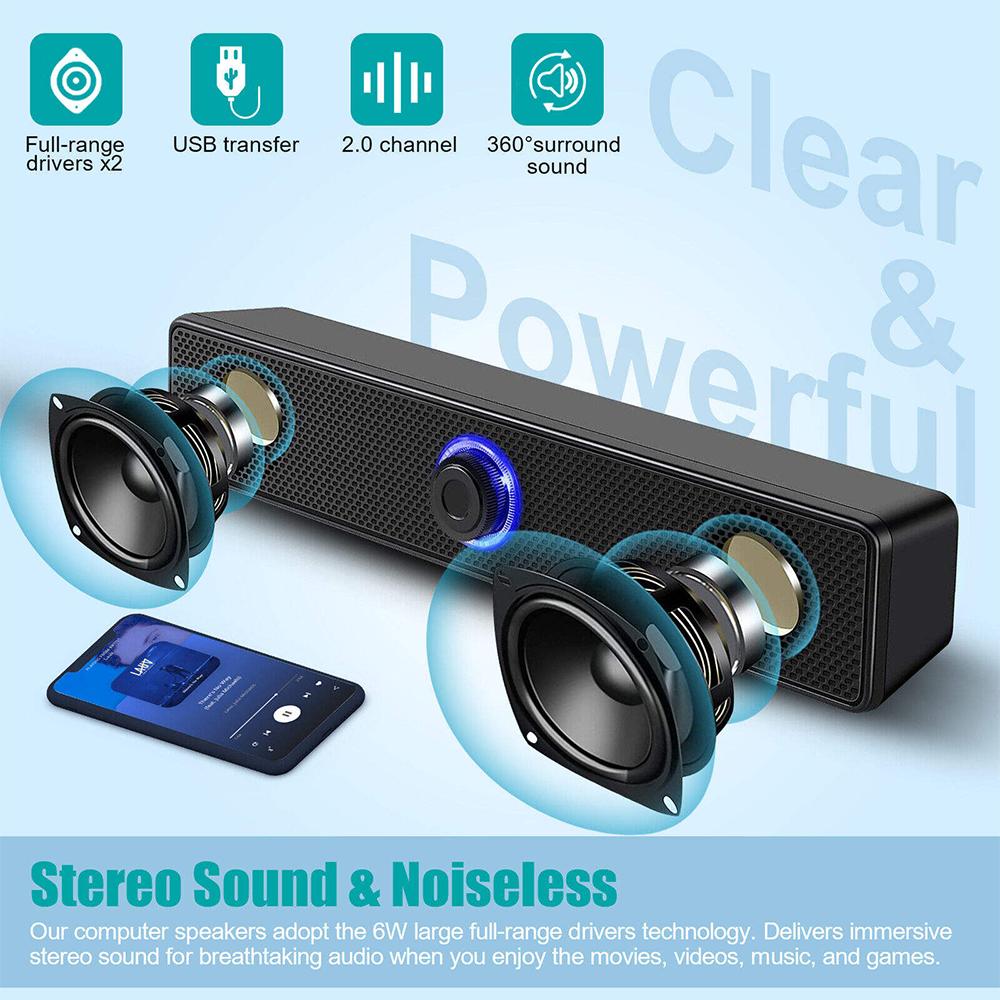 Звуковая панель Длинный проводной Bluetooth HIFI стерео Двойные колонки Компьютер Мобильный телефон Домашний телевизор Ноутбук Мультимедиа Настольные колонки