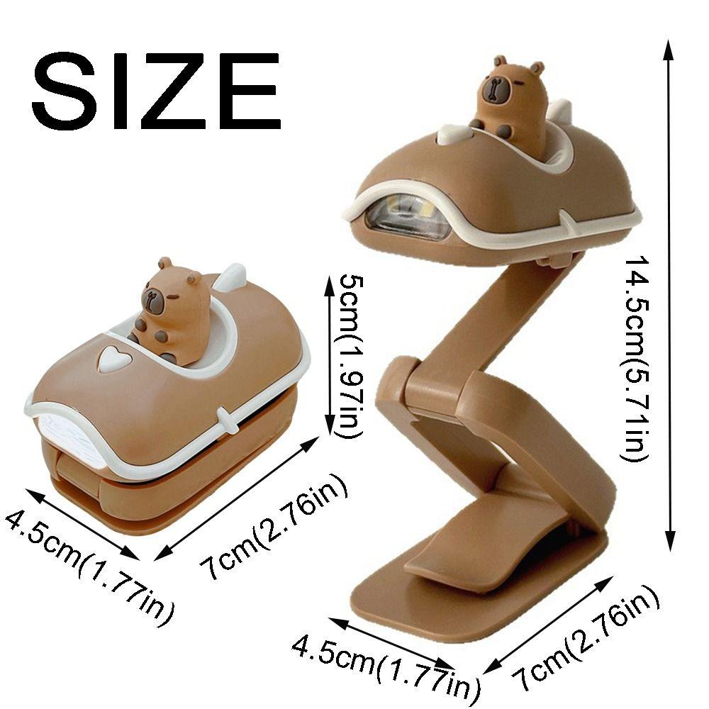 Cartoon Capibara Reading Light Creative Battery Powered Mini Capibara Folding Desktop Lamp Adjustable Warm Bright Night Light