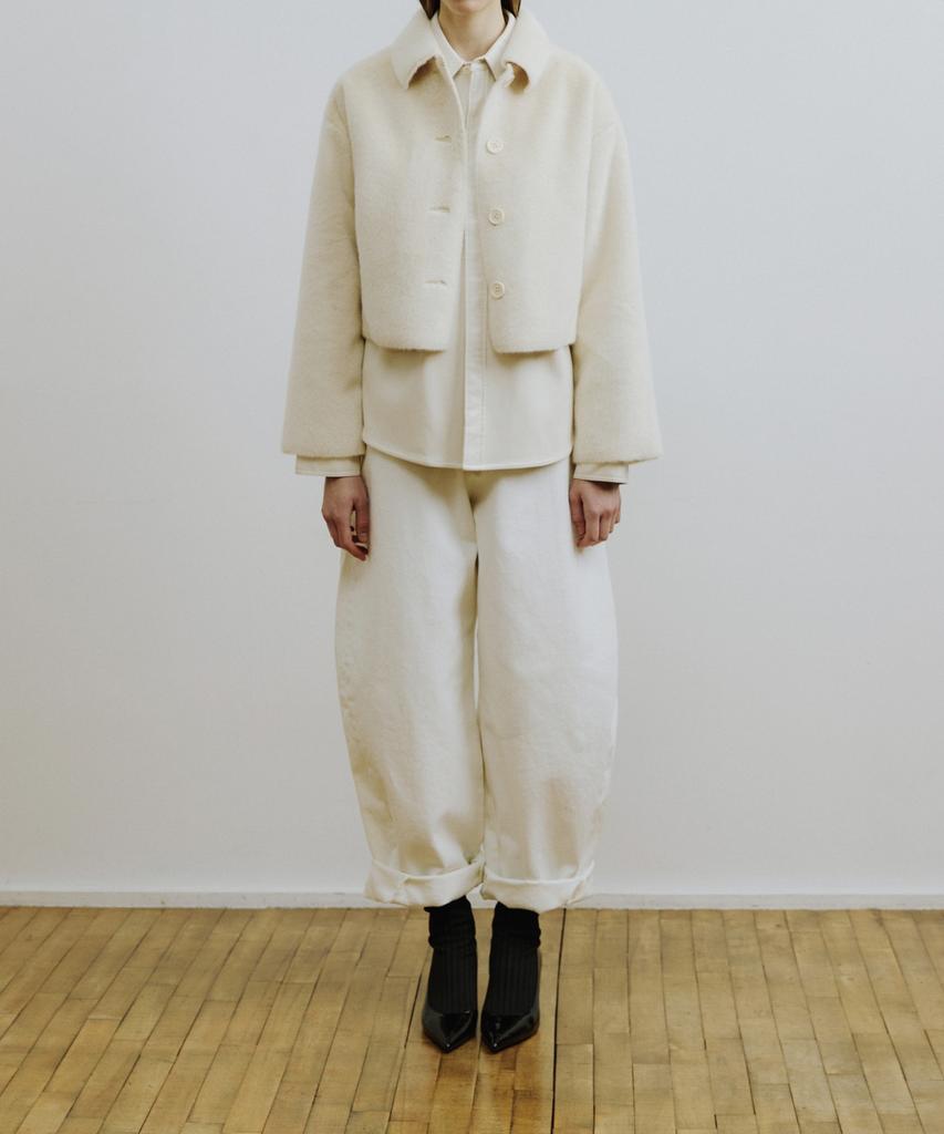 MOLLIOLLI White Round Cotton Denim Pants