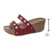 Women's Platform Open Toe Wedge Sandals, Thick Sole Peep-Toe Studded Hollow Out Design, Summer