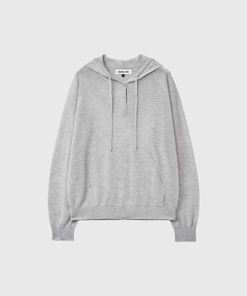 GENERALIDEA Sheer Hooded Knit Pullover [Melange Grey] / Gf2Lkp526