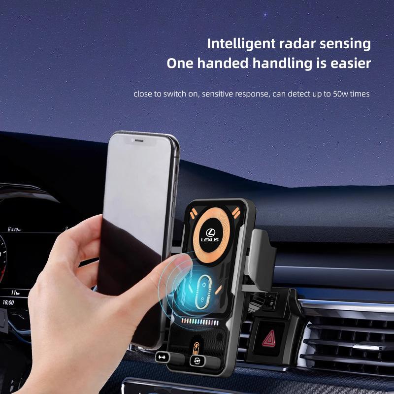 Punk Mechanical Style Phone Holder Car Electric Wireless Charging Board For Lexus F SPORT ES RX NX LS UX LM LX GX LC RZ IS CT GSKR8