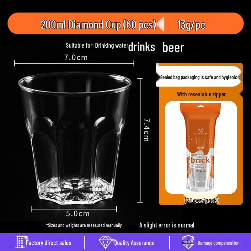 Disposable Transparent Food-Grade Plastic Cups, Thickened for Household & Reception Use