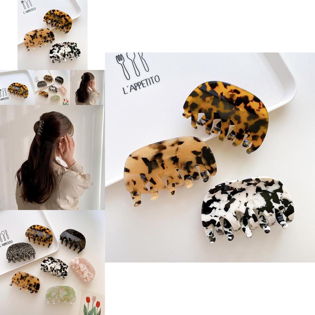 Большая овальная заколка-краб для волос с коровьим принтом 8 см для женщин, стильный ретро-дизайн