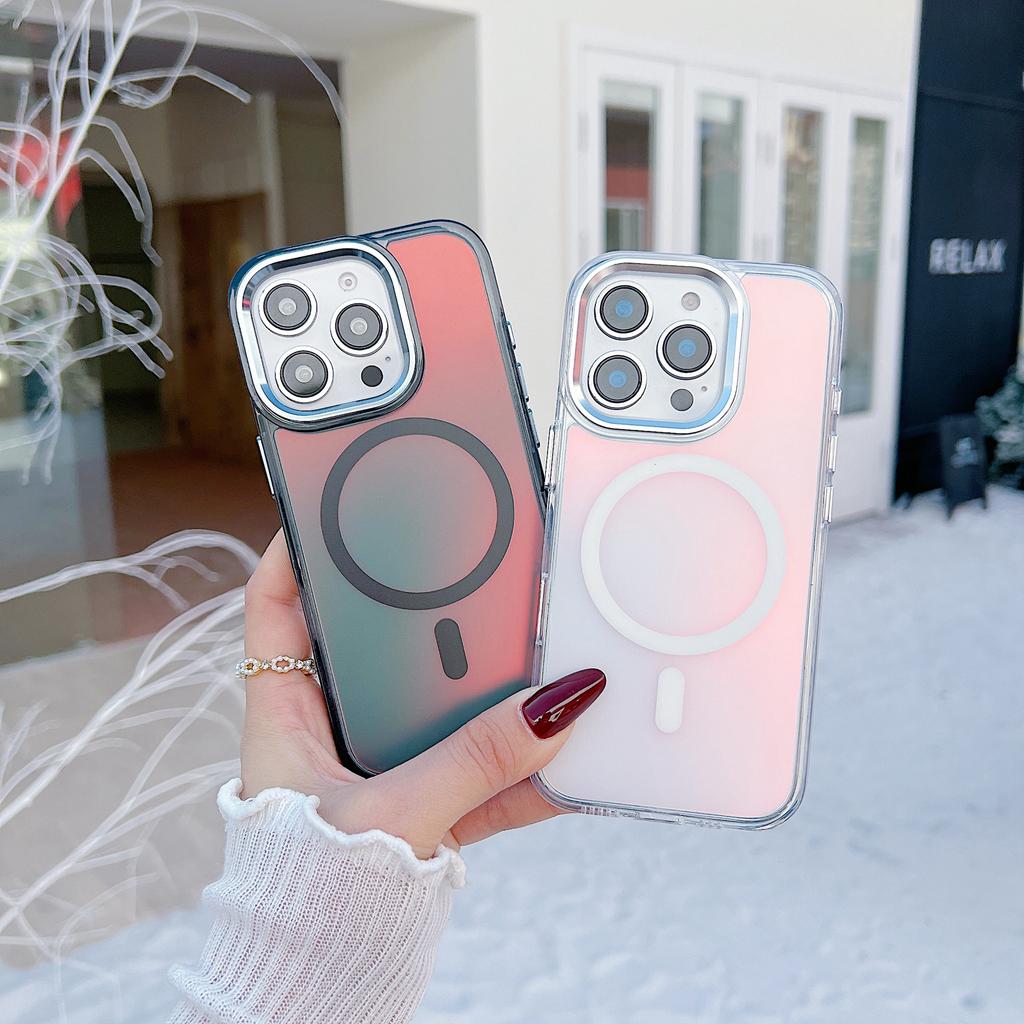 Чехол для iPhone 16 Pro, совместимый с MagSafe, меняющий цвет, задняя крышка из ТПУ для телефона