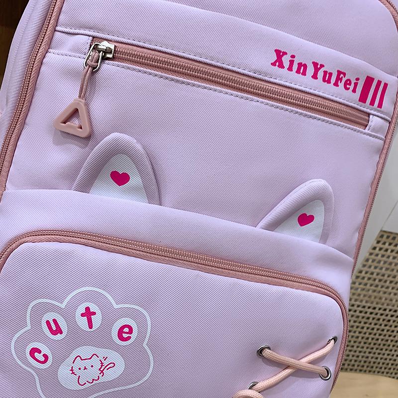 Cartoon Cat Студенческий школьный рюкзак женский легкий рюкзак с несколькими отделениями большой емкости