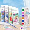 Portable Watercolor Painting Book 12 Sheets Coloring Book With Paint Brush Gouache Book Kids Graffiti Picture Drawing Stationery