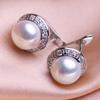 seniko 8-9mm Natural Freshwater Pearl Earrings Fashion Cubic Zirconia Clip Earrings For Women Girl Gift