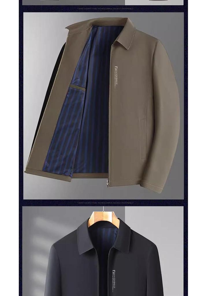 High-Grade Men's Lapel Coat - Business Casual Jacket for Middle-Aged & Elderly Dads, Fashionable & Versatile for Spring and Autumn.