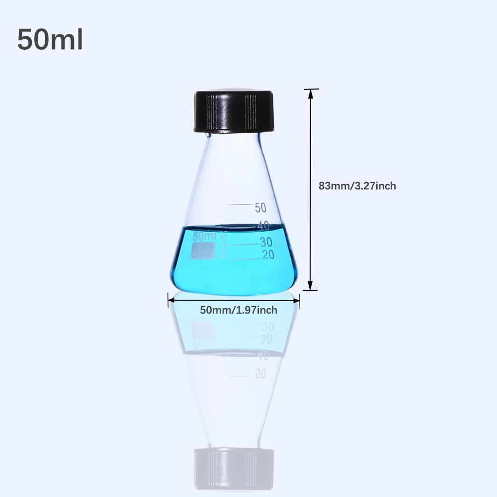 Стеклянная коническая колба Эрленмейера с узким горлом и винтовой крышкой объемом 50-250 мл, лабораторная стеклянная посуда