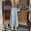 Женская юбка-трапеция из денима в стиле ретро с необработанным краем большого размера для женщин — летний тренд