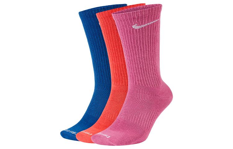 Nike Повседневные Плюс Легкие Носки с Манжетой Унисекс 3 пары Розовый Синий DC7537-902