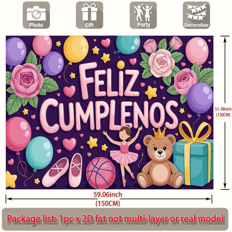 Фон для вечеринки Плоский Feliz Cumpleaos Мероприятия Свадьба Церемония вступления Четыре сезона Фотобудка Декор Декор входной двери Для вечеринки
