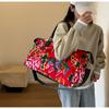 Chinese Ethnic High Capacity Travel Bag Versatile Contrasting Color Sports Fitness Handbag Personalized Northeast Big Flower Cotton Coat Crossbody Bag