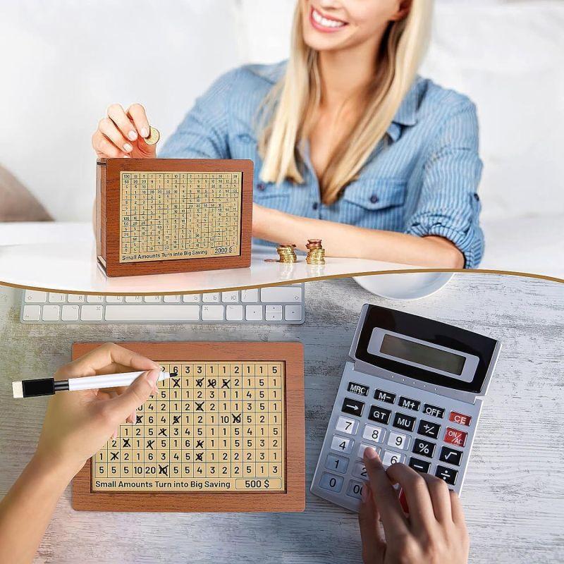 Копилка, деревянная копилка с денежной мишенью и цифрами, коробка для экономии денег, денежная монета обратного отсчета